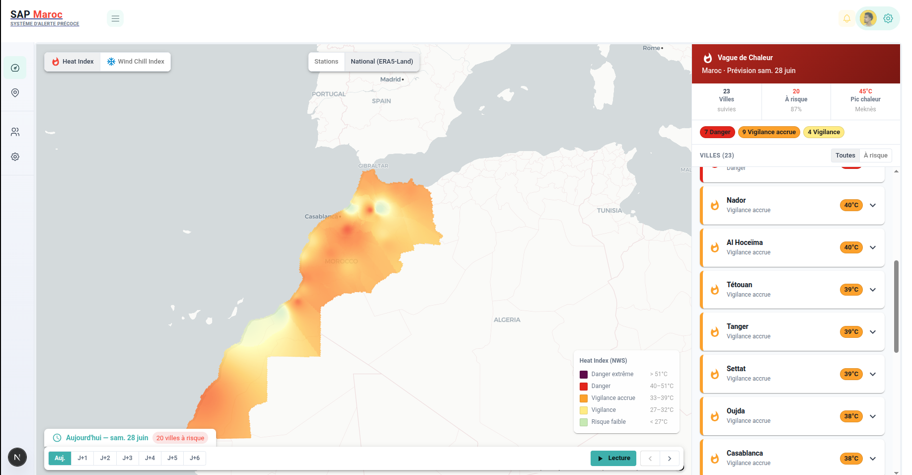 Screenshot of Early Warning System — Morocco